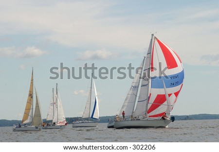 Sailing boats sailing in a lake,