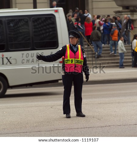 Traffic police woman directing traffic