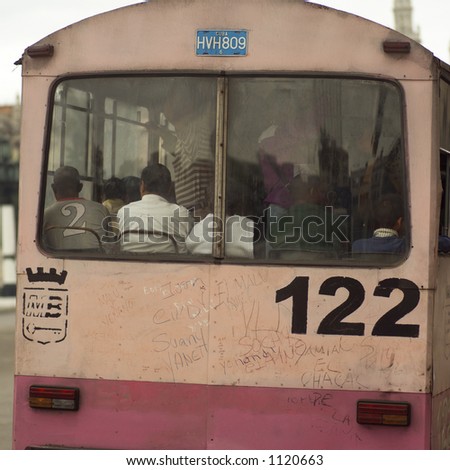 Bus carrying people in a city, Havana, Cuba
