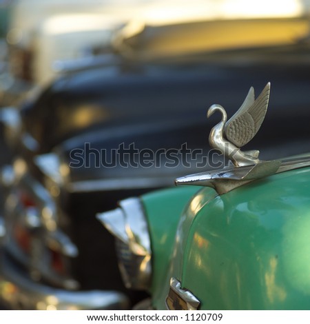 Hood ornament of an antique car, Havana, Cuba