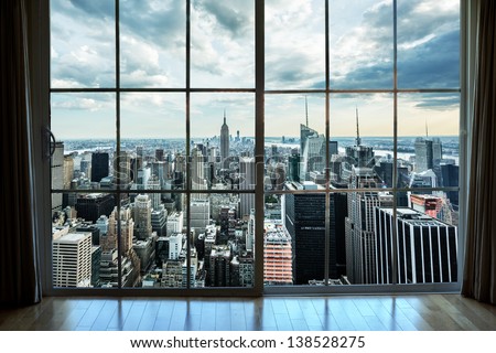 View Of Manhattan From High Rise Window