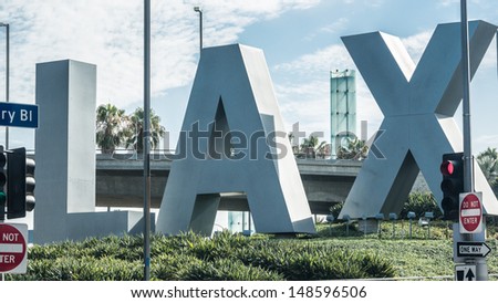LOS ANGELES - AUGUST 2: LAX sign on August 2, 2013 in Los Angeles. LAX is the primary airport serving the Greater Los Angeles Area, the second-most populated metropolitan area in the United States.