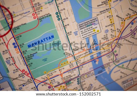 New York - August 29: Subway Map On August 29, 2013 In New York. The New York City Subway Is A Rapid Transit System Owned By The City Of New York And Leased To The New York City Transit Authority.