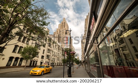 NEW YORK - JUNE 22: 8th Street in Greenwich Village on June 22, 2014 in New York. Greenwich Village, also known as 