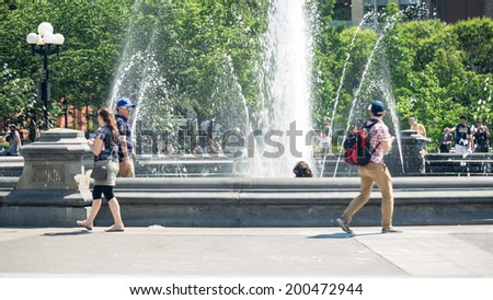 NEW YORK - JUNE 16: fountain in Washington Square Park. Washington Square Park is one of the best-known of New York City\'s 1,900 public parks.