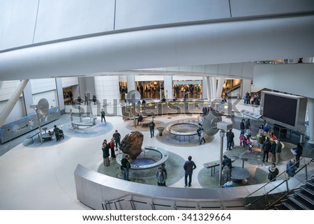 NEW YORK - NOV 17, 2015: inside the planetarium in American Museum of Natural History in NYC. AMNH is a famous museum in Manhattan, NYC, USA.