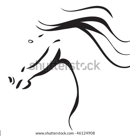 stock vector : Line drawing of a horse