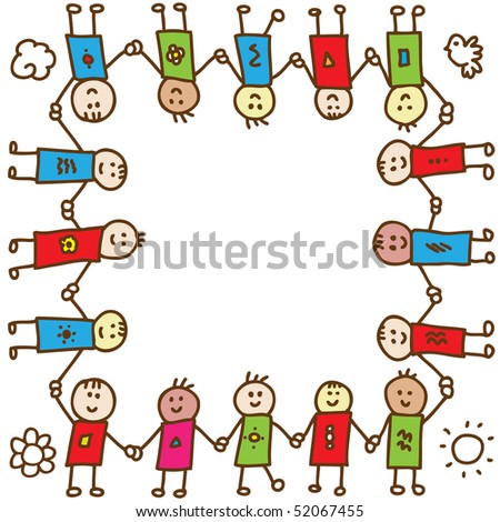 Holding Hands Vector. children holding hands