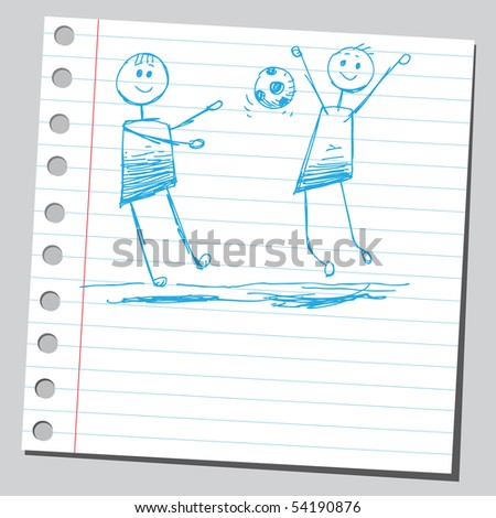 Scribble kids playing with a ball