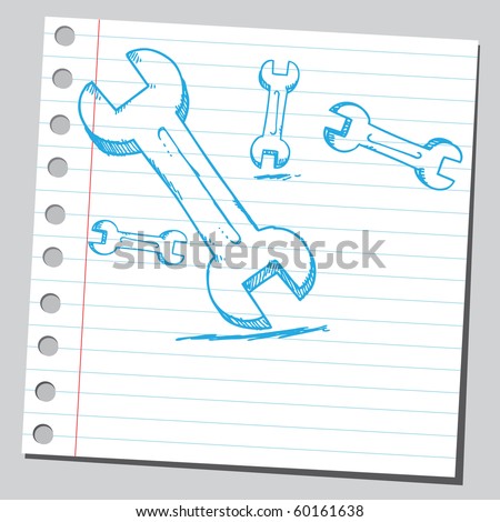 Hand Drawn Wrench Stock Vector Illustration 60161638 : Shutterstock