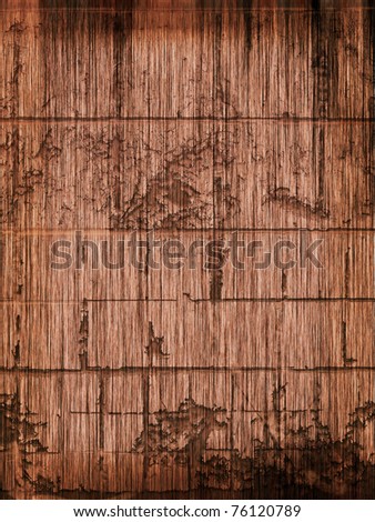 Simulation of weathered, rotting wood, with discoloration and darker top and bottom borders.