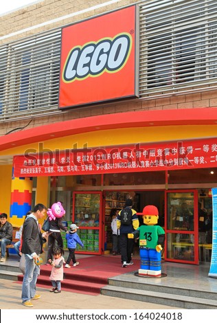 BEIJING-OCT27: Shoppers at a Lego store on Oct 27,2013 in Beijing, China.  Lego is building a new manufacturing and distribution facility in China, it hopes will supply China\'s growing middle-class