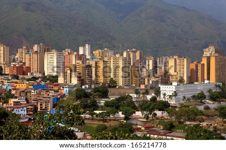 CARACAS, VENEZUELA-MAY 10: Skyline of Caracas on May 10,2013. Venezuela\'s President announced a new decree to limit monthly rents for commercial properties in a bid to reduce costs passed to consumers