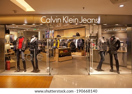 BEIJING, CHINA - JANUARY 2, 2014: Calvin Klein Jeans store; The Warnaco Group maintains Calvin Klein Jeans and corresponding outlet stores carrying the denim and casual collections.