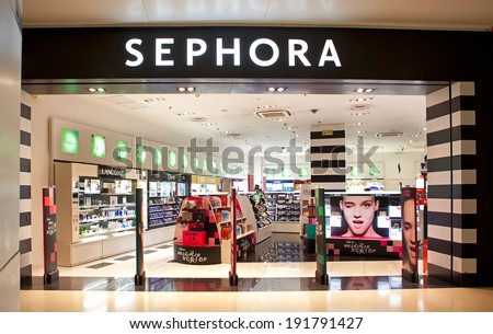 BEIJING, CHINA - JANUARY 17, 2014: Sephora store; Sephora is a French brand and chain of cosmetics stores, operates over 1,700 stores in 30 countries generating over $4 billion in revenue as of 2013