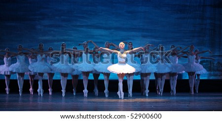 BEIJING - DECEMBER 28: Russian Royal Ballet dancers perform Swan Lake ballet at Beijing Exhibition Theatre on December 28, 2009 in Beijing; China.