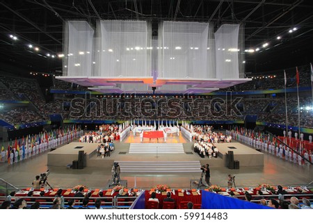 BEIJING - AUGUST 28: The opening ceremony of the SportAccord Combat Games 2010 Beijing at the National Indoor Stadium on August 28, 2010 in Beijing, China.