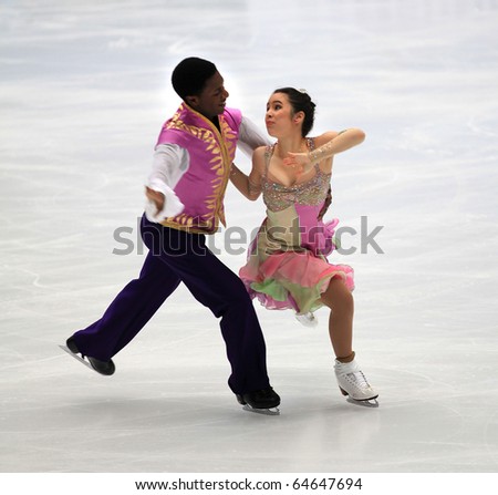 BEIJING-NOV 5: Kharis Ralph & Asher Hill of Canada perform in the Ice Dancing-Short Dance event of the Samsung Cup of China ISU Grand Prix of Figure Skating 2010 on Nov 5, 2010 in Beijing, China.