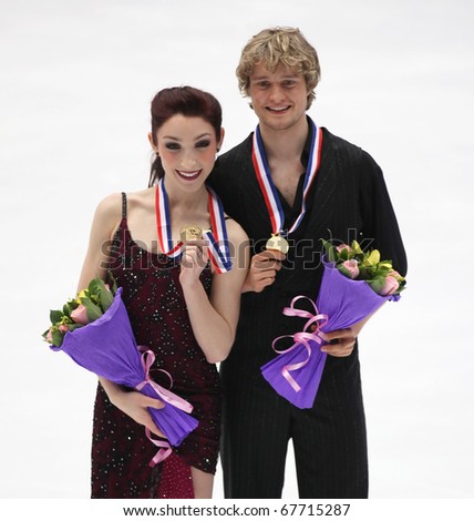 BEIJING - DEC 11: Meryl Davis and Charlie White of USA pose with their medals after winning gold in the Ice Dance's competition of the ISU Grand Prix of Figure Skating Final on Dec11,2010 in Beijing,China