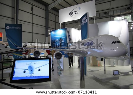 BEIJING - SEPT 25: European Aeronautic Defence and Space Company (EADS) exhibition area on display during 13th Beijing International Aviation & Aerospace Exhibition at CIEC on Sept. 25, 2009 in Beijing, China