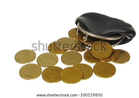 An empty wallet with  coins.