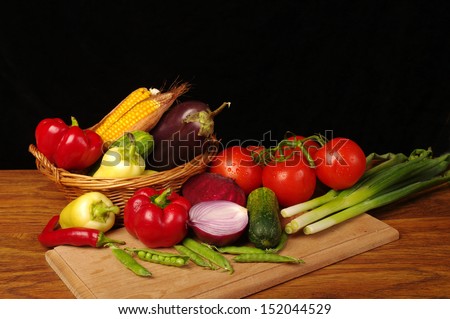 fresh vegetables. Black background