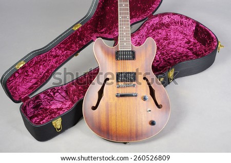 Jazz guitar and case