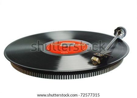Vintage record player.White background