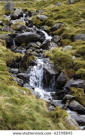 small scenic waterfall at Lake District, UK