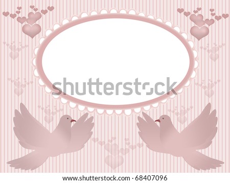 stock photo Wedding card invitation with frame and two doves