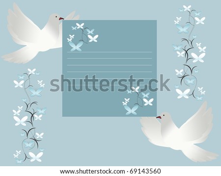 stock photo Wedding card invitation with white doves