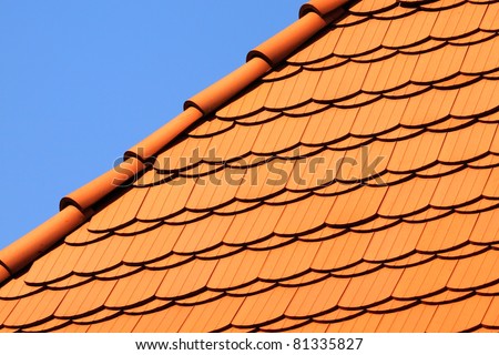 Roof tiles. Background texture of a orange tile roof