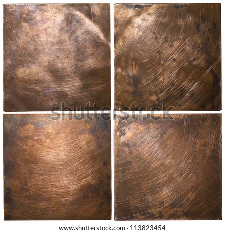 Copper plate textures, old metal backgrounds.