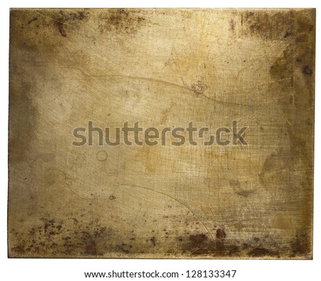 Brass plate texture, old metal background.