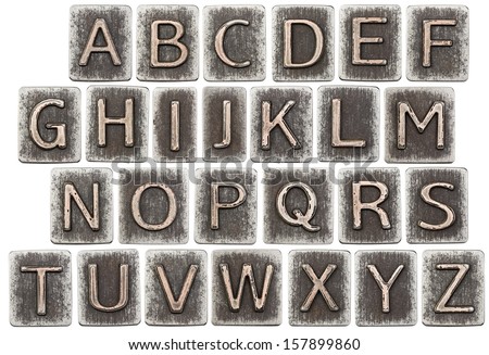 Metal alphabet letters isolated on white Metal alphabet letters isolated on white