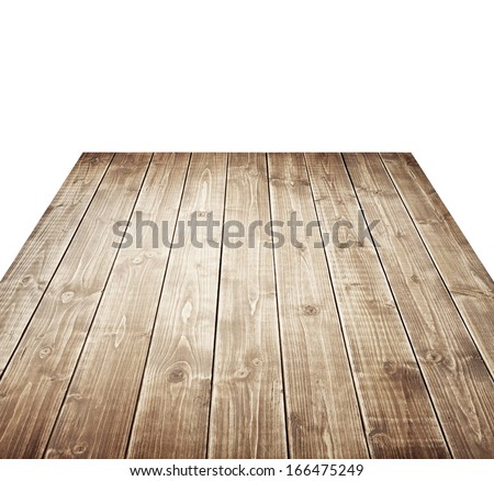 Wooden table isolated on white