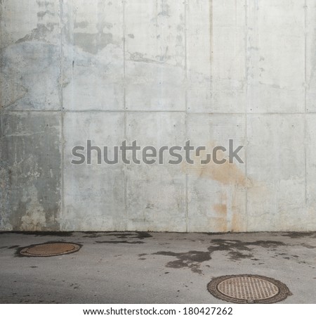 Urban background. Empty concrete wall and floor.