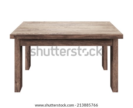 Wooden table isolated on white background