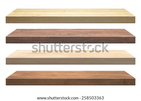 Wooden shelves isolated on white