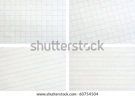 lined paper texture. squared paper texture set