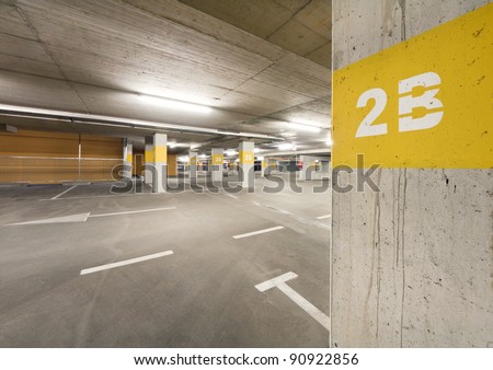Empty underground  parking lot area
