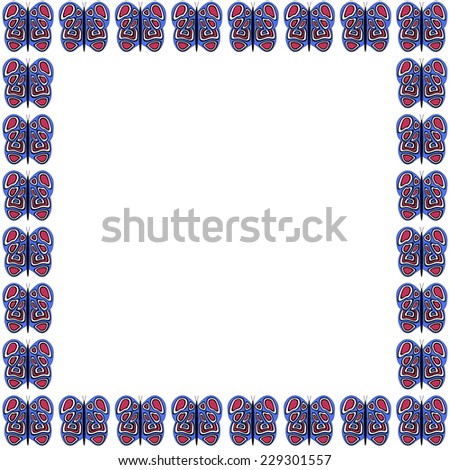 Blue-Red-White Butterfly Pattern Frame