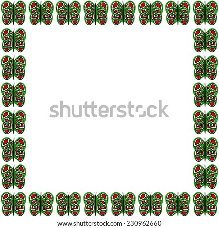 Green-Red-White Butterfly Pattern Frame