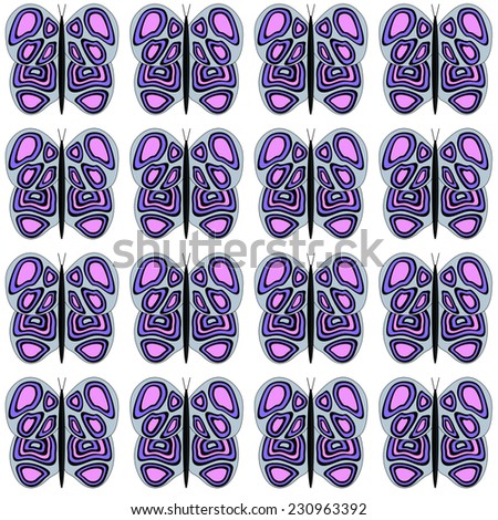Grey-Pink-Purple Medium Butterfly Pattern