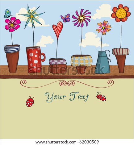 Whimsical Flower Pots Background