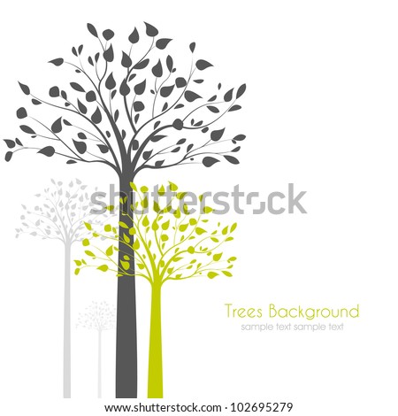 Trees With Leaves On White Background