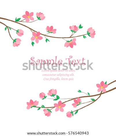 Vector decoration branches with flowers, spring blossom sakura