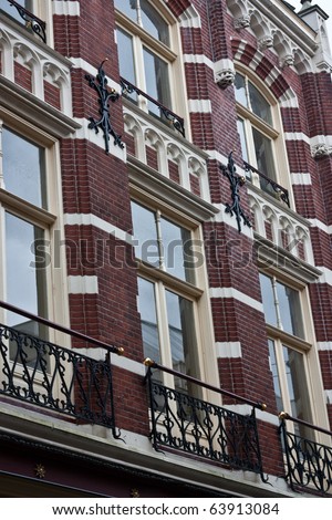 Facade of old building in Dutch city center
