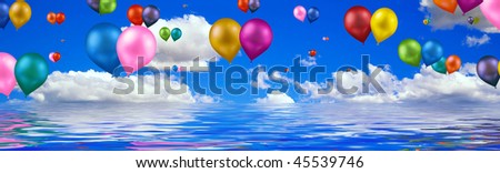 balloon panorama on the water