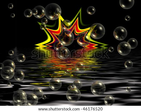 abstraction with the star of bubbles and water